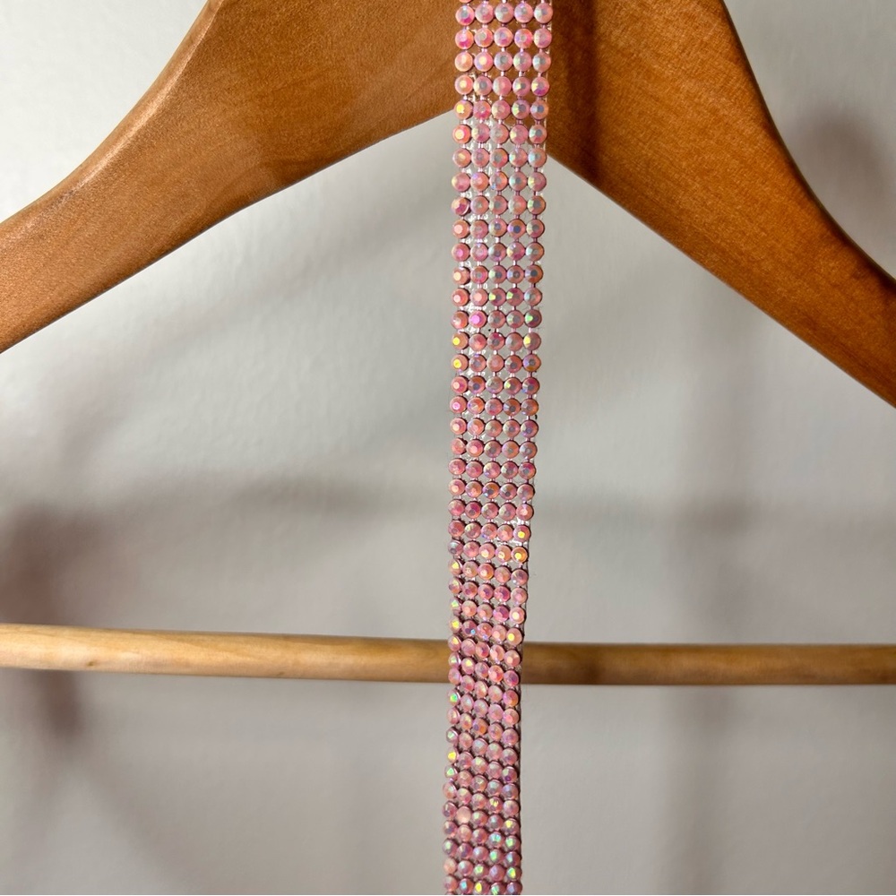 Custom Made Halter Dress With Pink Shimmering Rhinestones - Size 2 - Picture 11 of 16